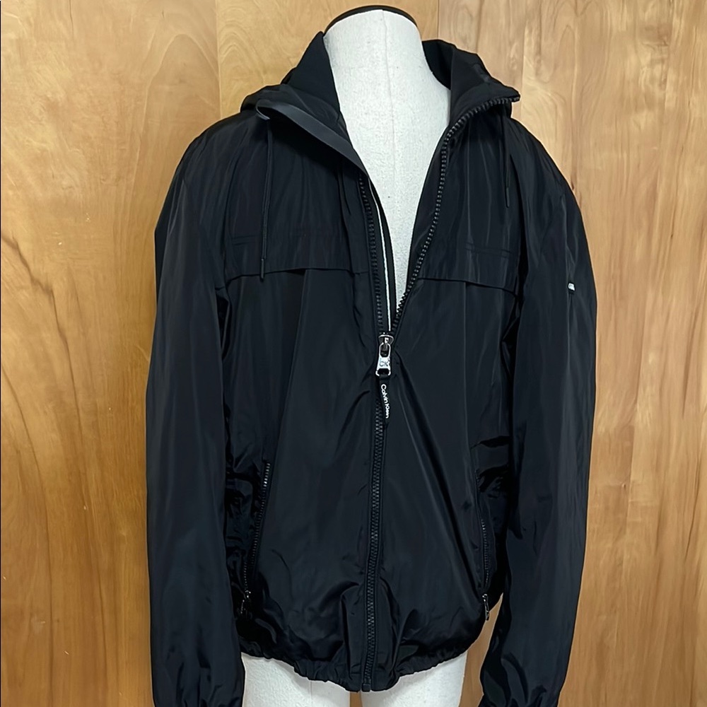 Men's Black Calvin Klein lightweight hooded   Jacket size M